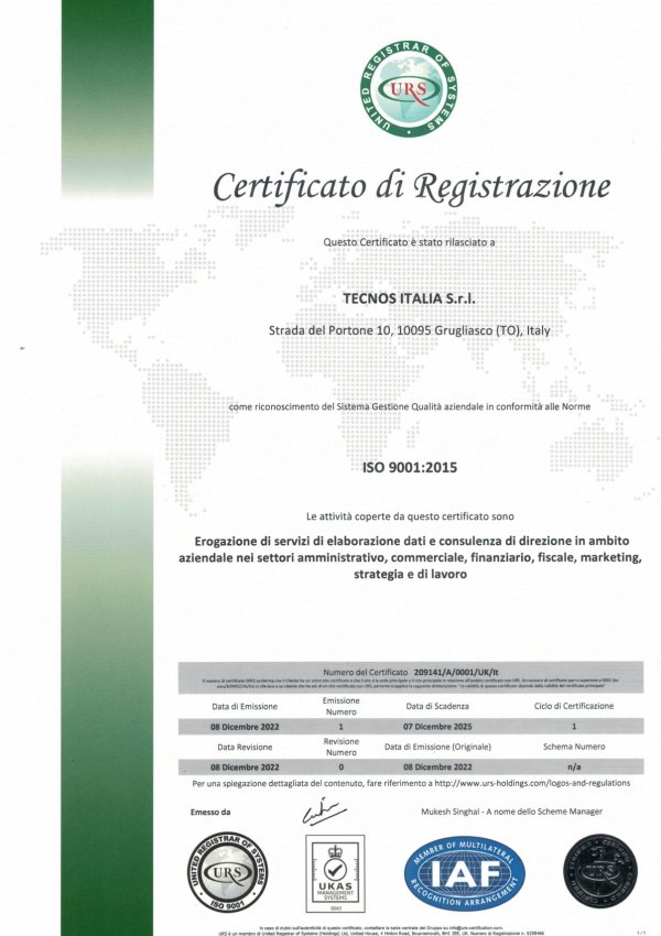 Certificazione Tecnos Italia